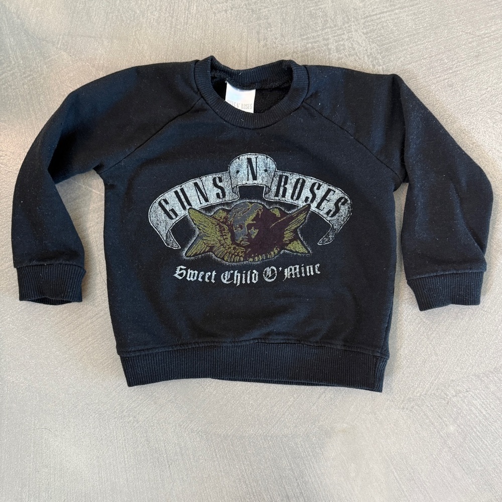Guns N' Roses Kids Black Graphic Crewneck Pullover Sweatshirt - {18M}